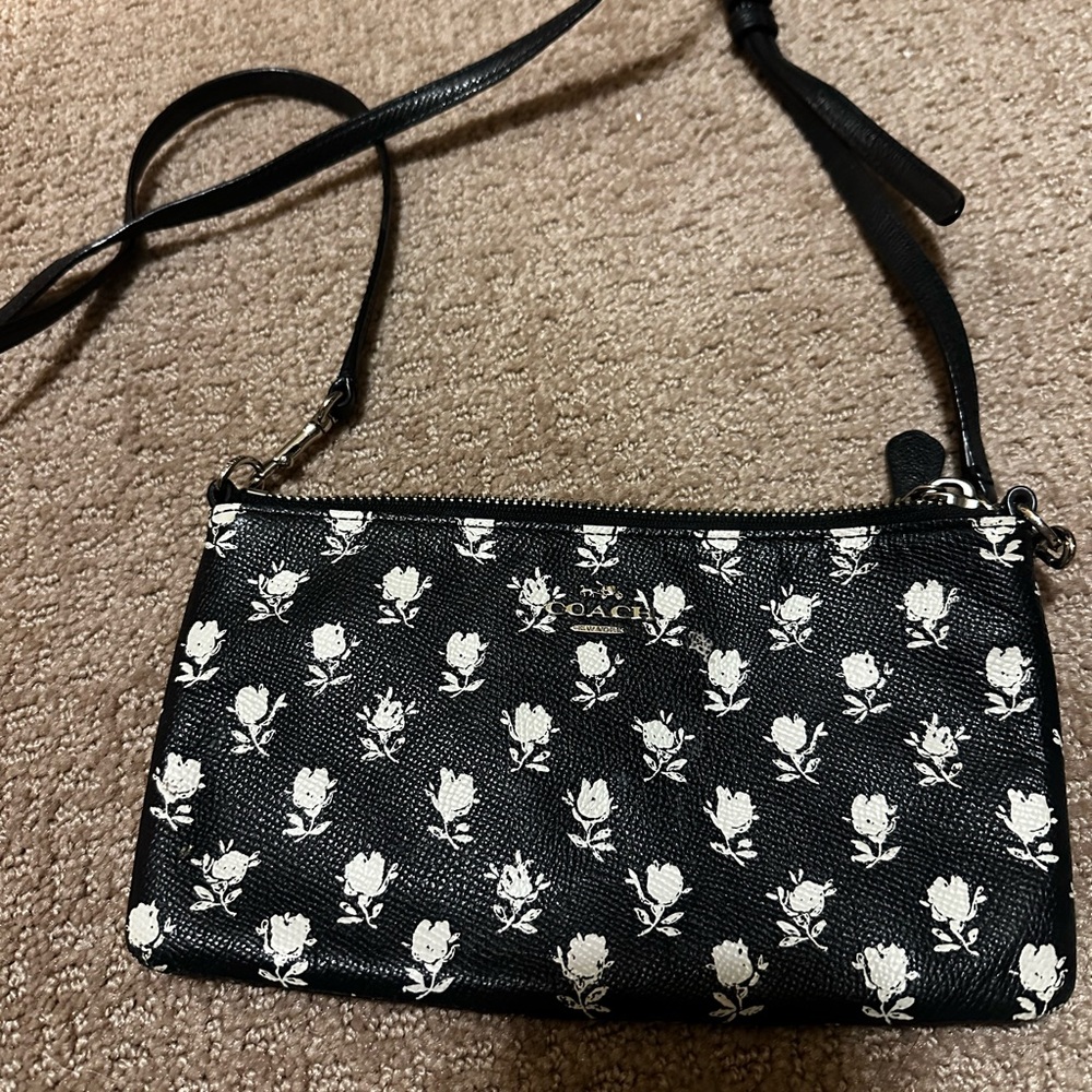 Coach Black and White Floral Crossbody Bag